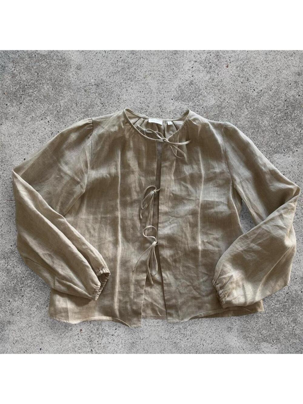aritzia tybee linen blouse in colour undyed ecru